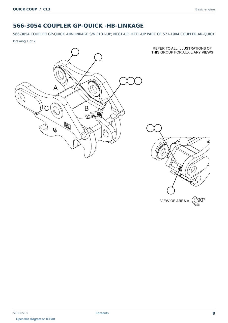 Caterpillar QUICK COUP S/N CL3 Partsbook SEBP6518 (English) - sample page 8 of 10 Caterpillar QUICK COUP S/N CL3 Partsbook SEBP6518 (English) - sample page 8 of 10