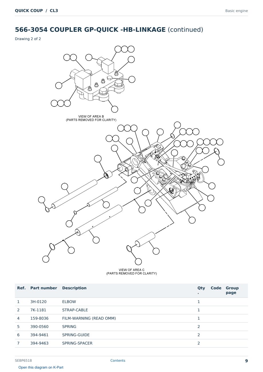 Caterpillar QUICK COUP S/N CL3 Partsbook SEBP6518 (English) - sample page 9 of 10 Caterpillar QUICK COUP S/N CL3 Partsbook SEBP6518 (English) - sample page 9 of 10