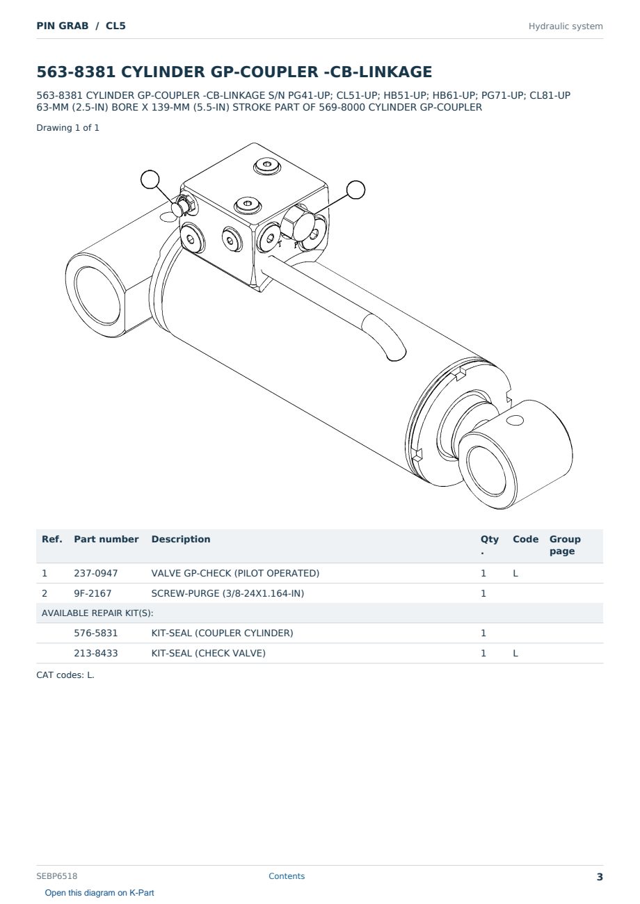 Caterpillar PIN GRAB S/N CL5 Partsbook SEBP6518 (English) - sample page 3 of 10 Caterpillar PIN GRAB S/N CL5 Partsbook SEBP6518 (English) - sample page 3 of 10
