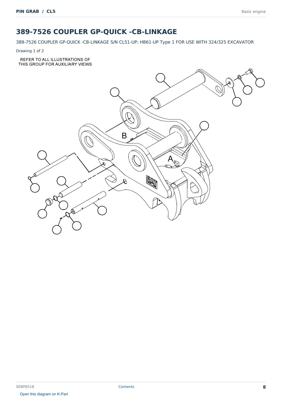 Caterpillar PIN GRAB S/N CL5 Partsbook SEBP6518 (English) - sample page 8 of 10 Caterpillar PIN GRAB S/N CL5 Partsbook SEBP6518 (English) - sample page 8 of 10