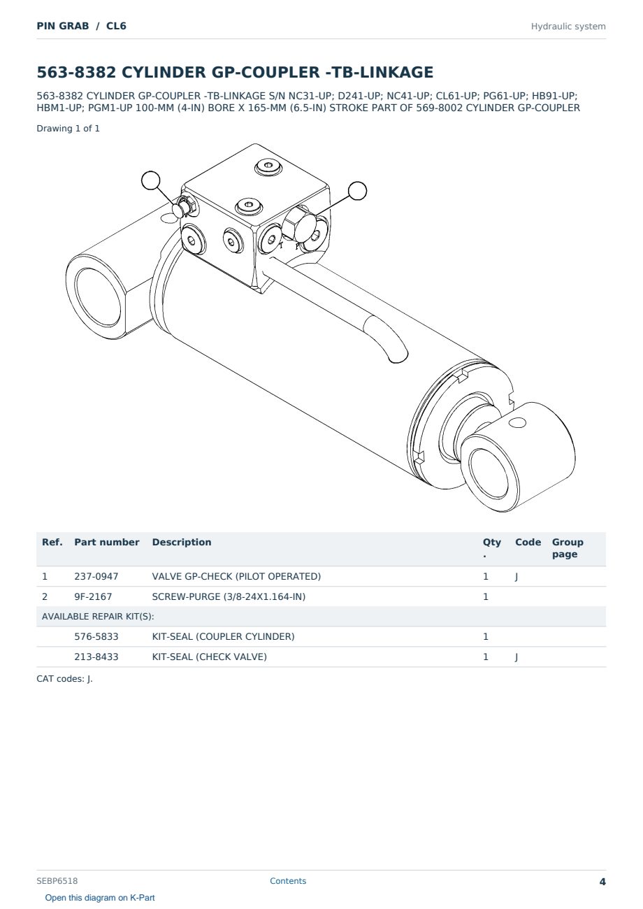 Caterpillar PIN GRAB S/N CL6 Partsbook SEBP6518 (English) - sample page 4 of 10 Caterpillar PIN GRAB S/N CL6 Partsbook SEBP6518 (English) - sample page 4 of 10