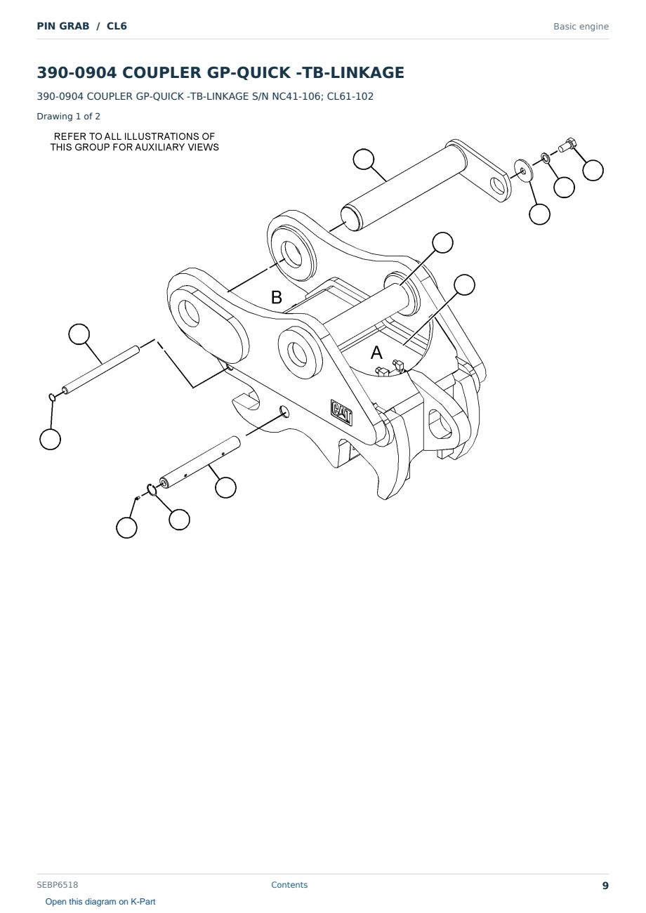 Caterpillar PIN GRAB S/N CL6 Partsbook SEBP6518 (English) - sample page 9 of 10 Caterpillar PIN GRAB S/N CL6 Partsbook SEBP6518 (English) - sample page 9 of 10