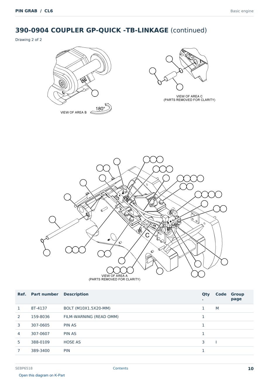Caterpillar PIN GRAB S/N CL6 Partsbook SEBP6518 (English) - sample page 10 of 10 Caterpillar PIN GRAB S/N CL6 Partsbook SEBP6518 (English) - sample page 10 of 10
