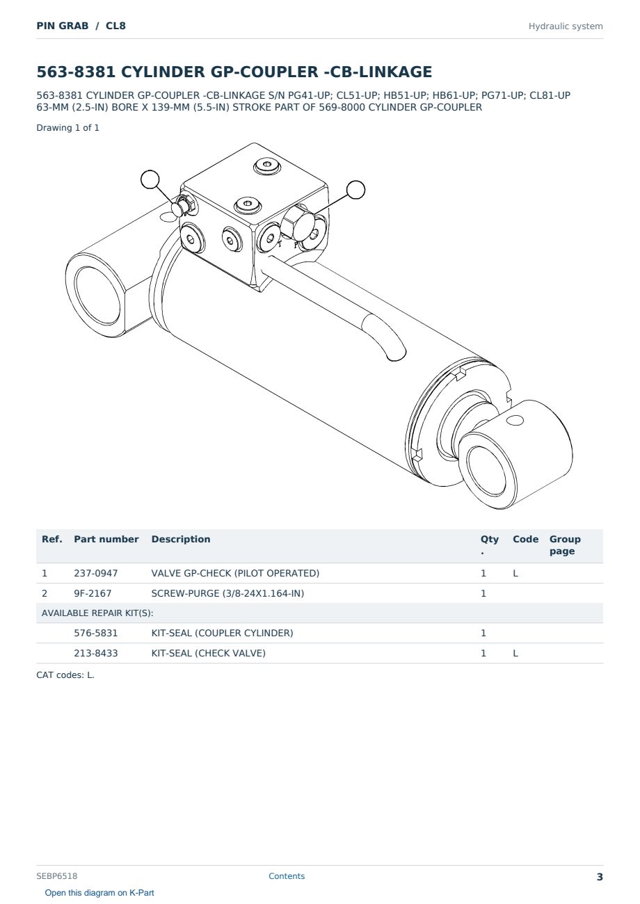 Caterpillar PIN GRAB S/N CL8 Partsbook SEBP6518 (English) - sample page 3 of 10 Caterpillar PIN GRAB S/N CL8 Partsbook SEBP6518 (English) - sample page 3 of 10