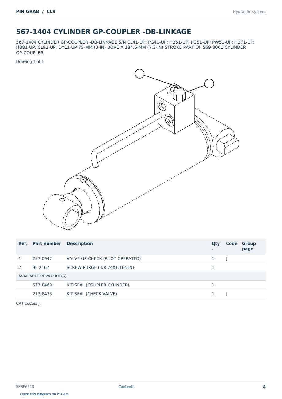 Caterpillar PIN GRAB S/N CL9 Partsbook SEBP6518 (English) - sample page 4 of 10 Caterpillar PIN GRAB S/N CL9 Partsbook SEBP6518 (English) - sample page 4 of 10