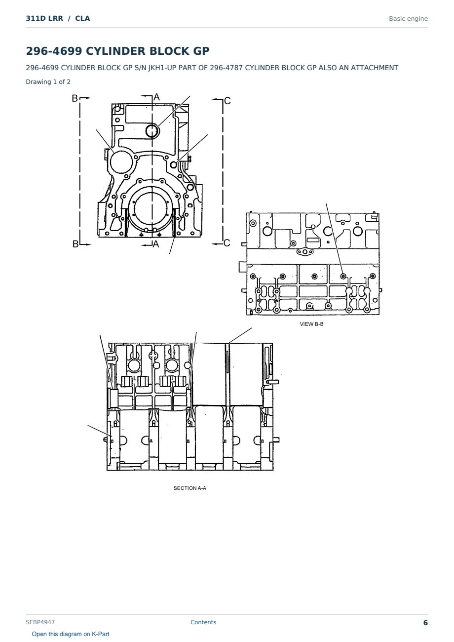 Caterpillar 311D LRR S/N CLA Partsbook SEBP4947 (English) - sample page 6 of 10 Caterpillar 311D LRR S/N CLA Partsbook SEBP4947 (English) - sample page 6 of 10