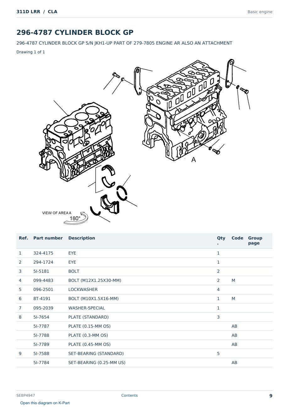 Caterpillar 311D LRR S/N CLA Partsbook SEBP4947 (English) - sample page 9 of 10 Caterpillar 311D LRR S/N CLA Partsbook SEBP4947 (English) - sample page 9 of 10