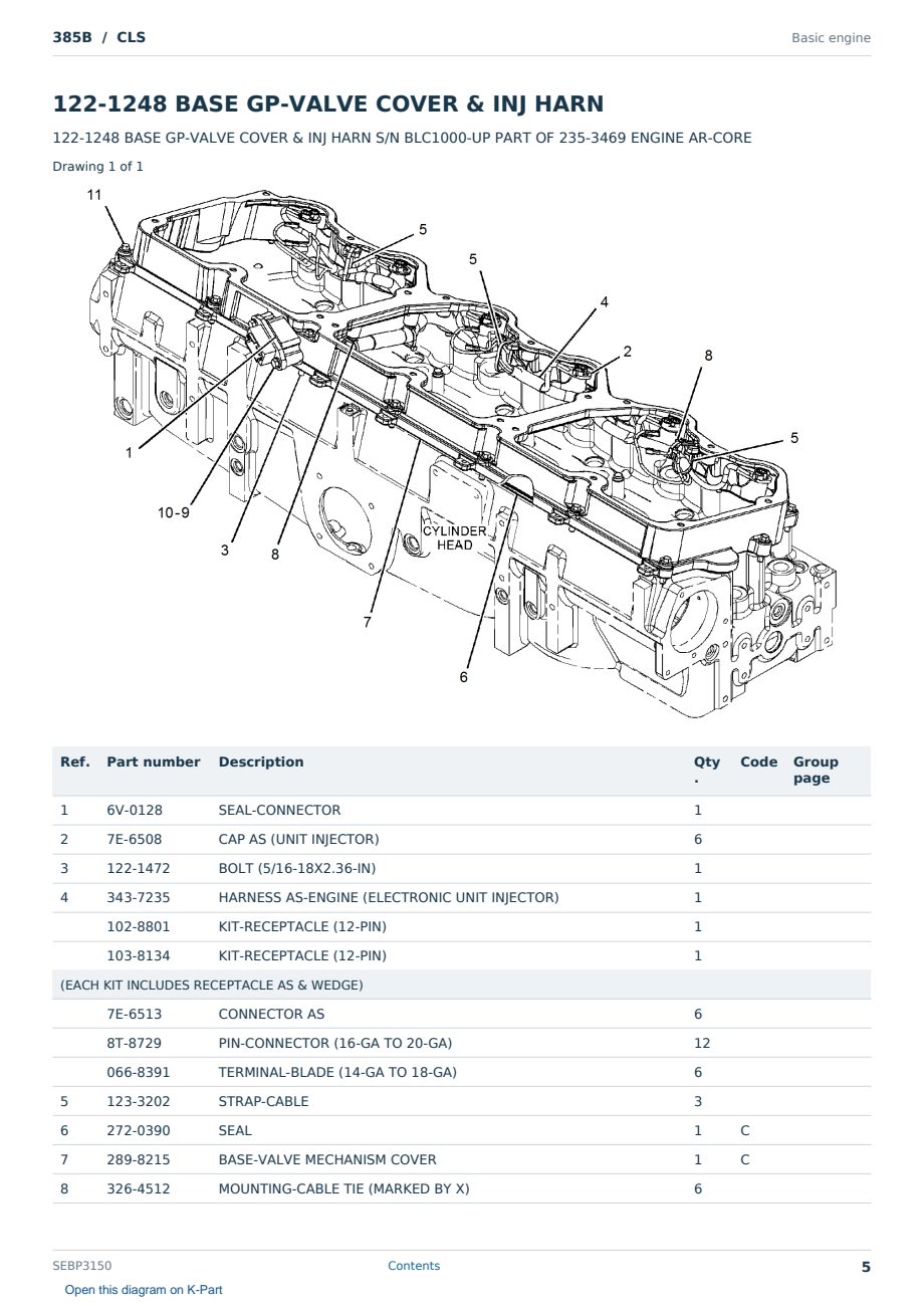 Caterpillar 385B S/N CLS Partsbook SEBP3150 (English) - sample page 5 of 10 Caterpillar 385B S/N CLS Partsbook SEBP3150 (English) - sample page 5 of 10