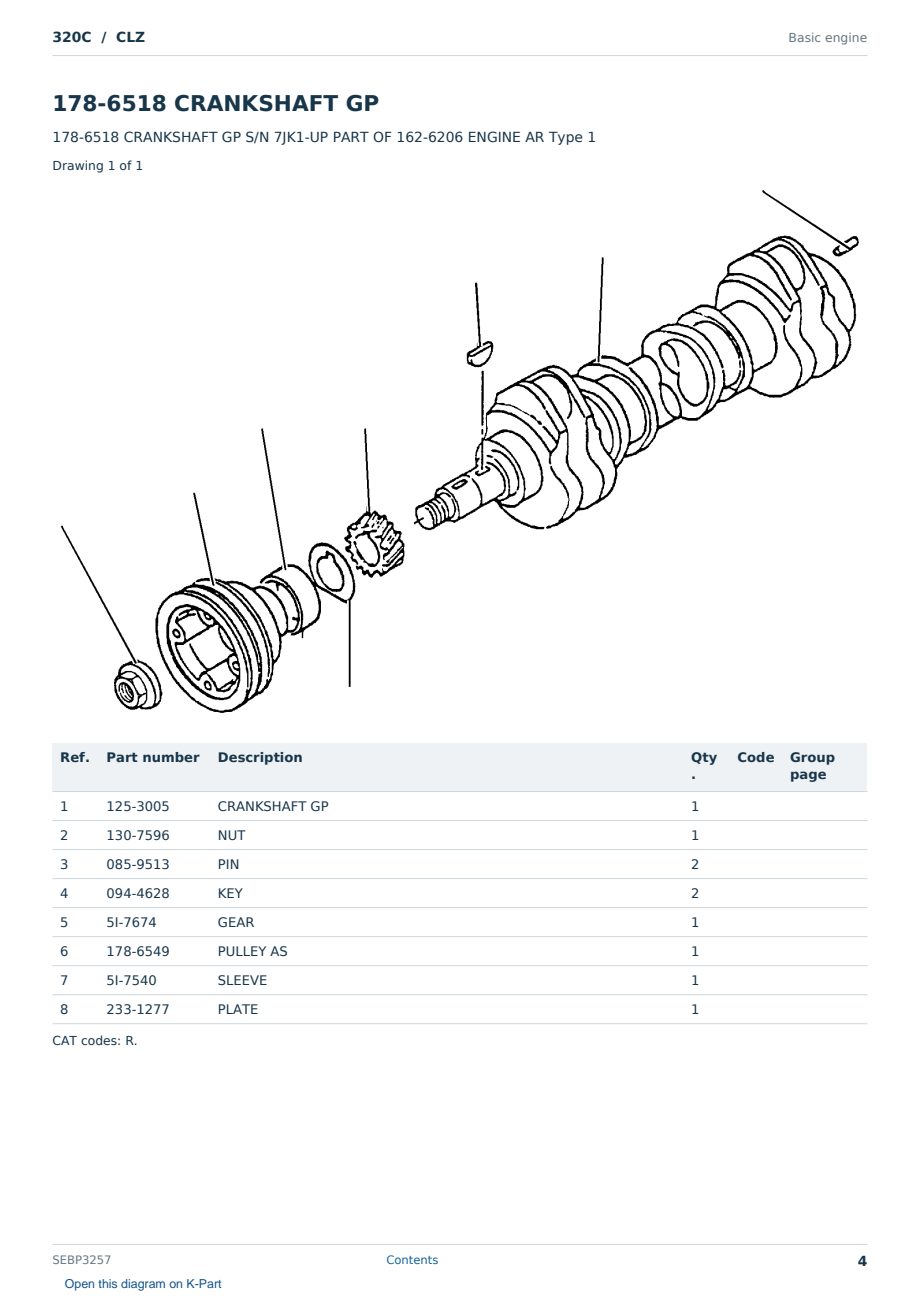 Caterpillar 320C S/N CLZ Partsbook SEBP3257 (English) - sample page 4 of 10 Caterpillar 320C S/N CLZ Partsbook SEBP3257 (English) - sample page 4 of 10