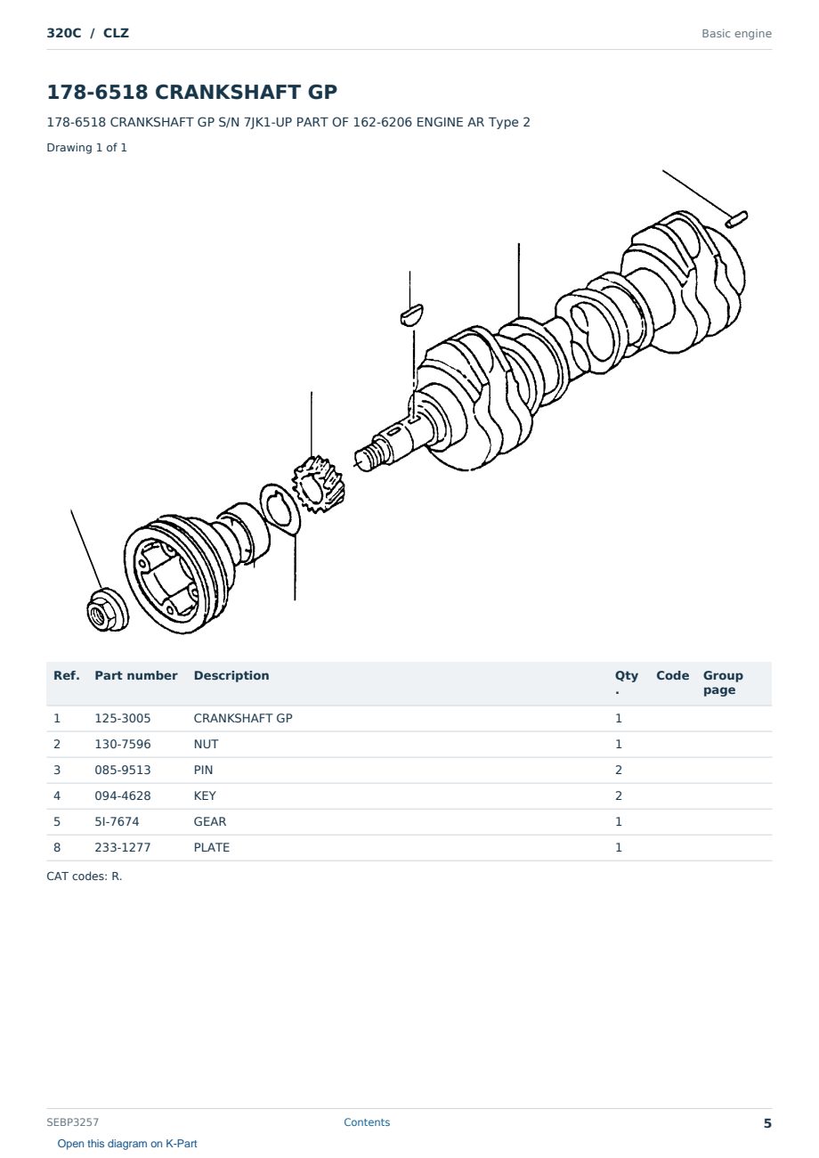 Caterpillar 320C S/N CLZ Partsbook SEBP3257 (English) - sample page 5 of 10 Caterpillar 320C S/N CLZ Partsbook SEBP3257 (English) - sample page 5 of 10