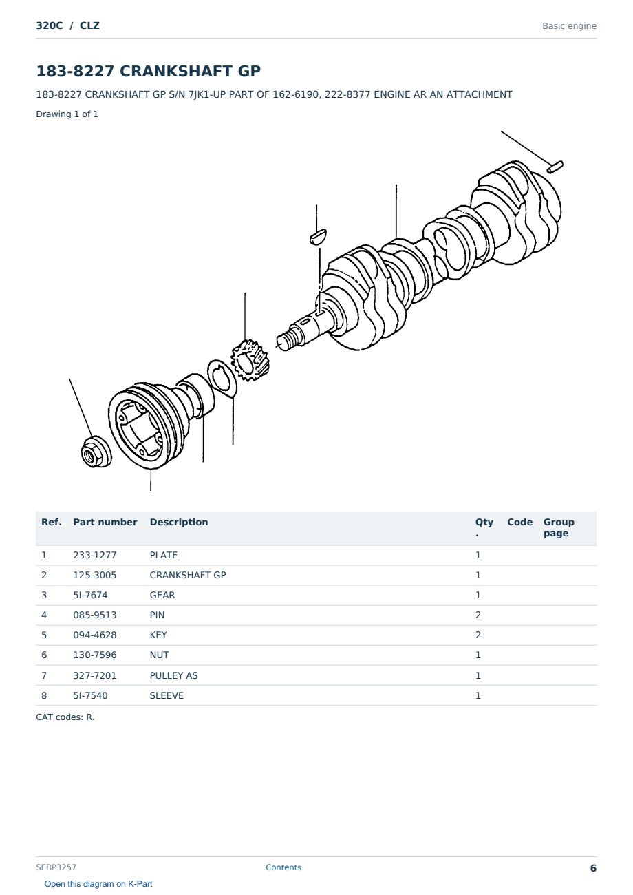 Caterpillar 320C S/N CLZ Partsbook SEBP3257 (English) - sample page 6 of 10 Caterpillar 320C S/N CLZ Partsbook SEBP3257 (English) - sample page 6 of 10
