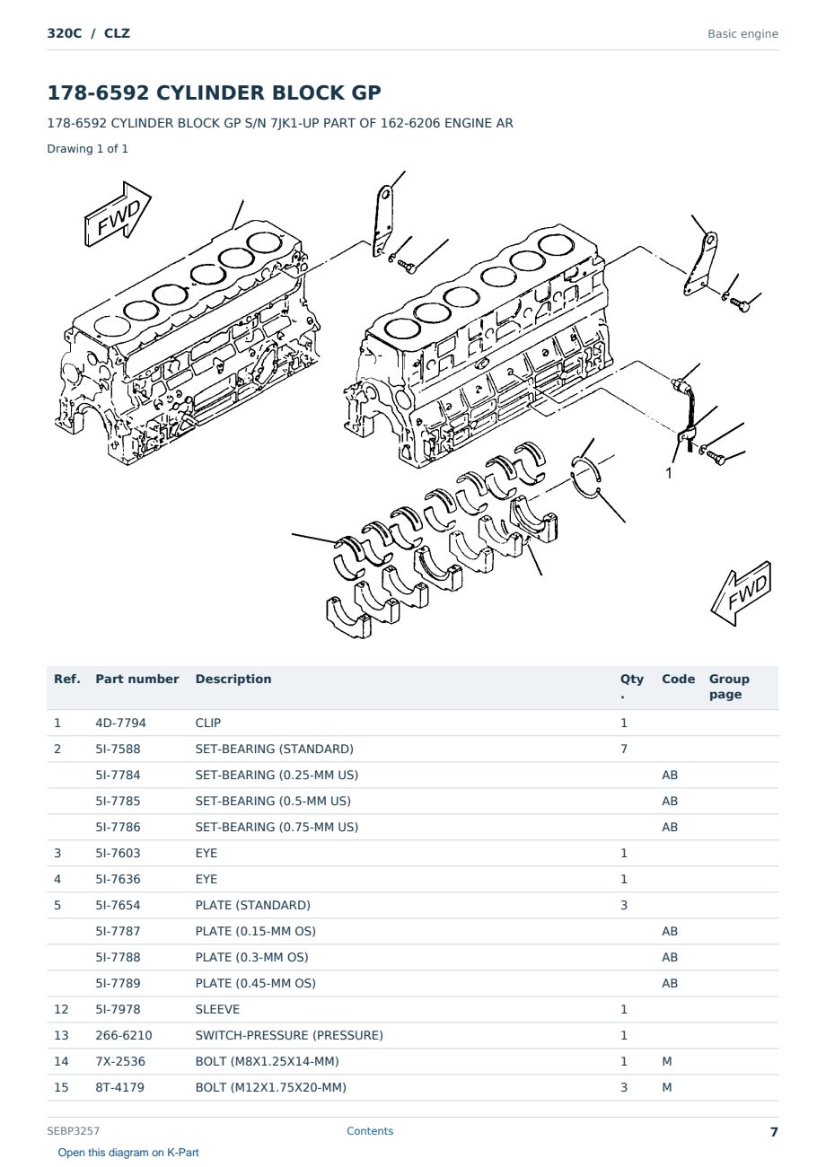 Caterpillar 320C S/N CLZ Partsbook SEBP3257 (English) - sample page 7 of 10 Caterpillar 320C S/N CLZ Partsbook SEBP3257 (English) - sample page 7 of 10