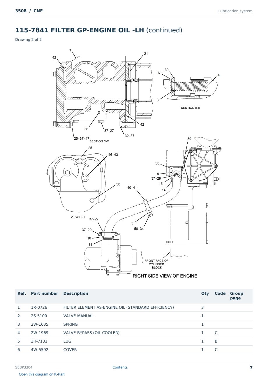 Caterpillar 3508 S/N CNF Partsbook SEBP3304 (English) - sample page 7 of 10 Caterpillar 3508 S/N CNF Partsbook SEBP3304 (English) - sample page 7 of 10