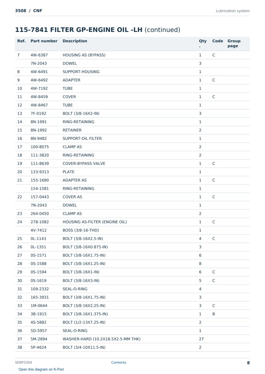 Caterpillar 3508 S/N CNF Partsbook SEBP3304 (English) - sample page 8 of 10 Caterpillar 3508 S/N CNF Partsbook SEBP3304 (English) - sample page 8 of 10