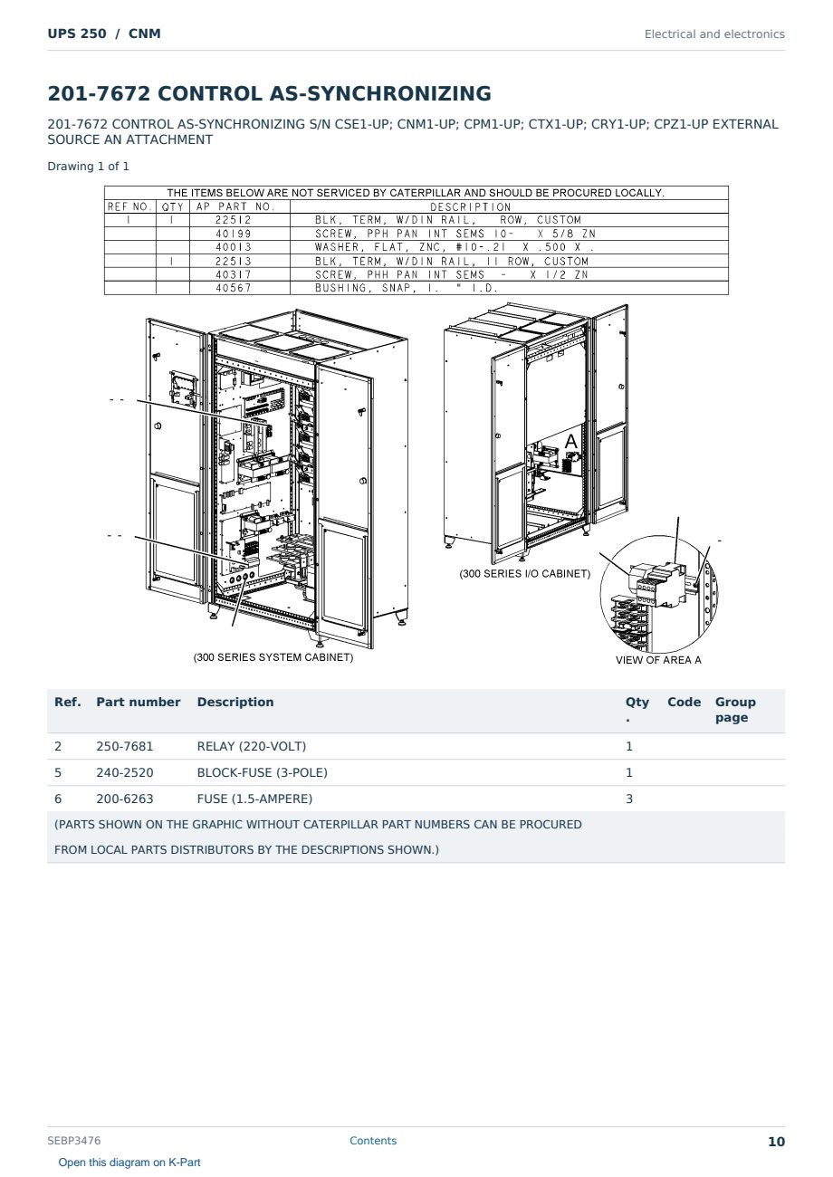 Caterpillar UPS 250 S/N CNM Partsbook SEBP3476 (English) - sample page 10 of 10 Caterpillar UPS 250 S/N CNM Partsbook SEBP3476 (English) - sample page 10 of 10