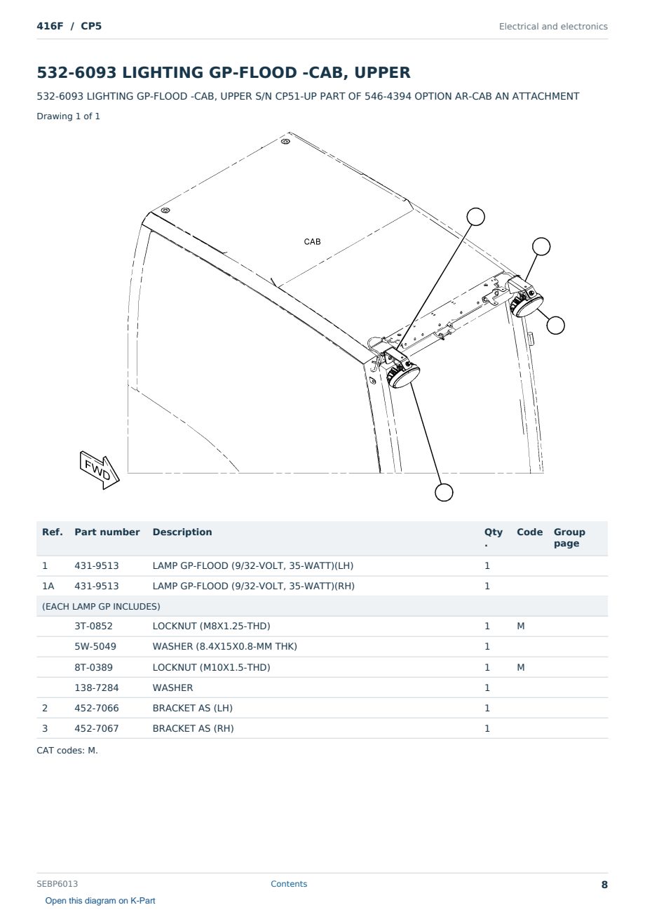 Caterpillar 416F S/N CP5 Partsbook SEBP6013 (English) - sample page 8 of 10 Caterpillar 416F S/N CP5 Partsbook SEBP6013 (English) - sample page 8 of 10