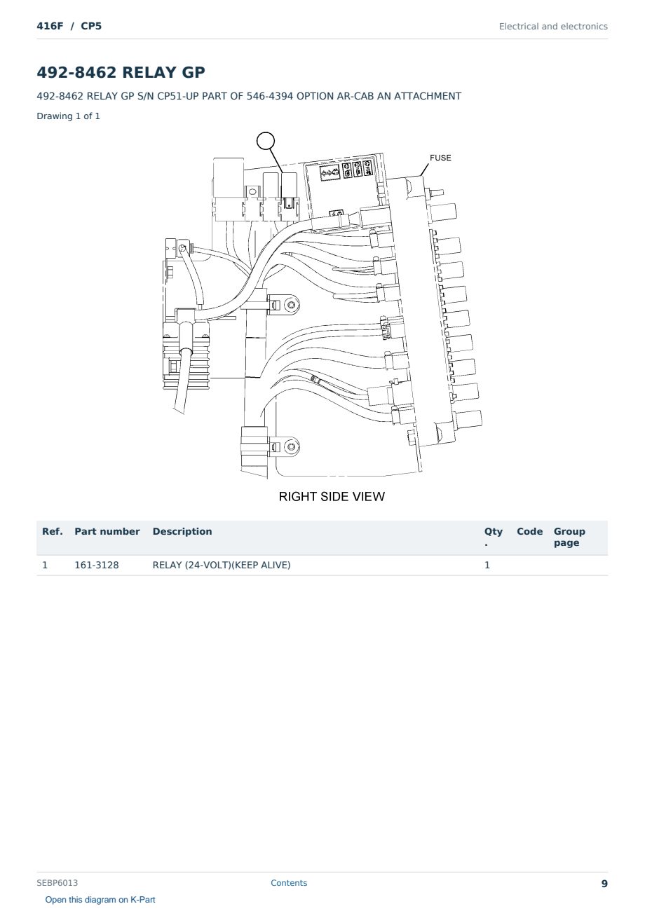 Caterpillar 416F S/N CP5 Partsbook SEBP6013 (English) - sample page 9 of 10 Caterpillar 416F S/N CP5 Partsbook SEBP6013 (English) - sample page 9 of 10