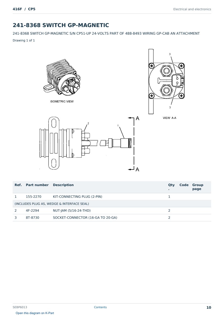 Caterpillar 416F S/N CP5 Partsbook SEBP6013 (English) - sample page 10 of 10 Caterpillar 416F S/N CP5 Partsbook SEBP6013 (English) - sample page 10 of 10