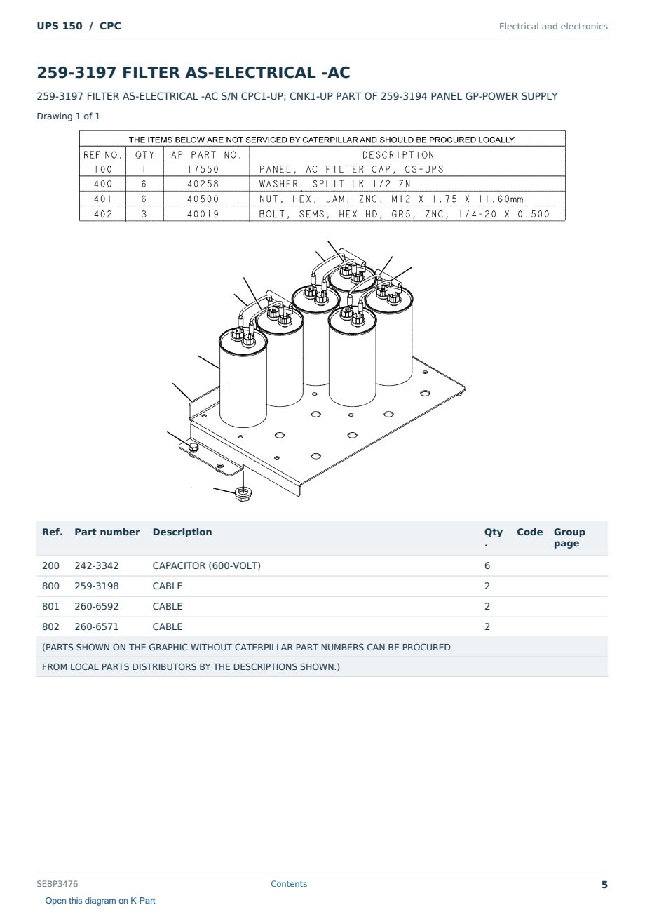 Caterpillar UPS 150 S/N CPC Partsbook SEBP3476 (English) - sample page 5 of 10 Caterpillar UPS 150 S/N CPC Partsbook SEBP3476 (English) - sample page 5 of 10