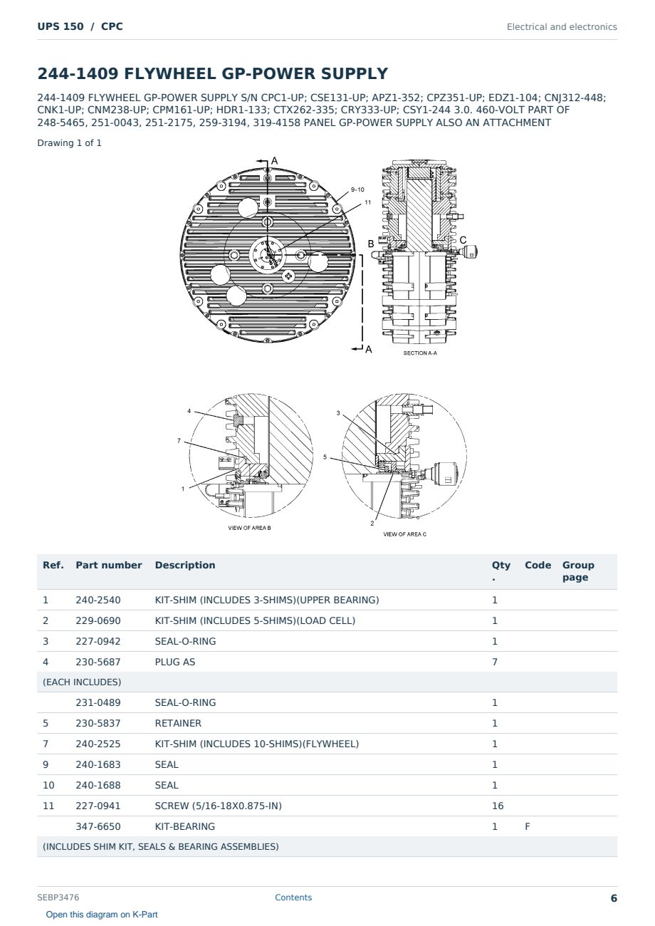Caterpillar UPS 150 S/N CPC Partsbook SEBP3476 (English) - sample page 6 of 10 Caterpillar UPS 150 S/N CPC Partsbook SEBP3476 (English) - sample page 6 of 10