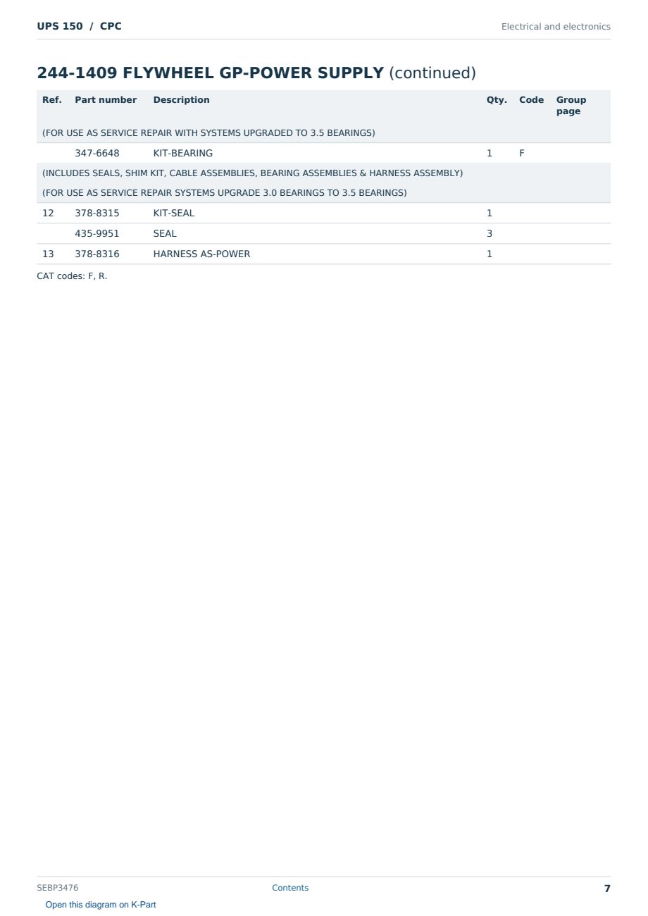 Caterpillar UPS 150 S/N CPC Partsbook SEBP3476 (English) - sample page 7 of 10 Caterpillar UPS 150 S/N CPC Partsbook SEBP3476 (English) - sample page 7 of 10