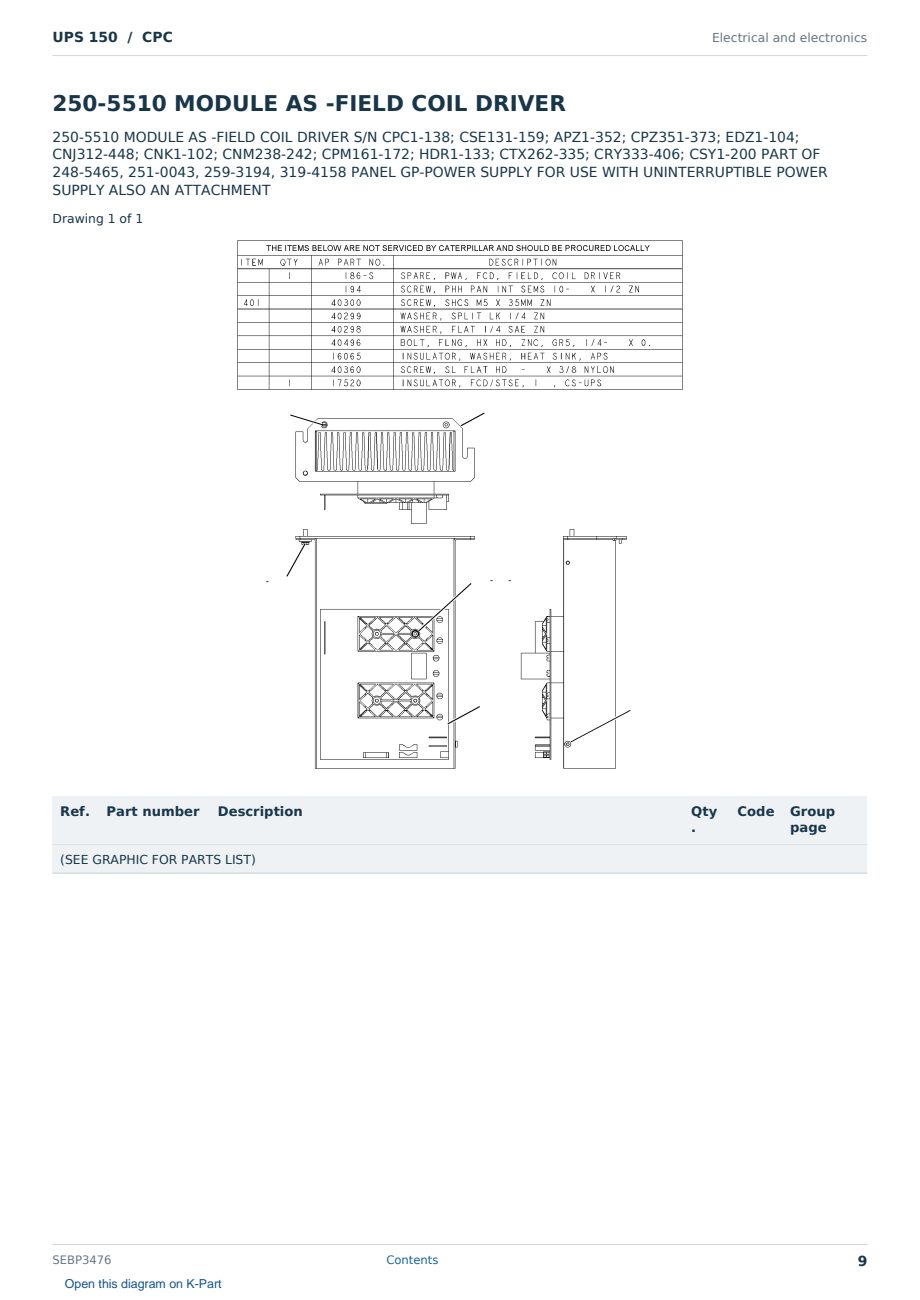 Caterpillar UPS 150 S/N CPC Partsbook SEBP3476 (English) - sample page 9 of 10 Caterpillar UPS 150 S/N CPC Partsbook SEBP3476 (English) - sample page 9 of 10