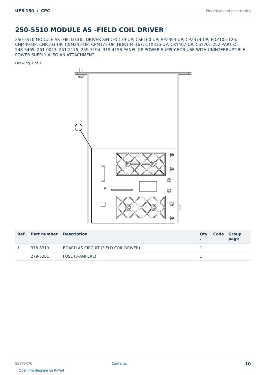 Caterpillar UPS 150 S/N CPC Partsbook SEBP3476 (English) - sample page 10 of 10 Caterpillar UPS 150 S/N CPC Partsbook SEBP3476 (English) - sample page 10 of 10
