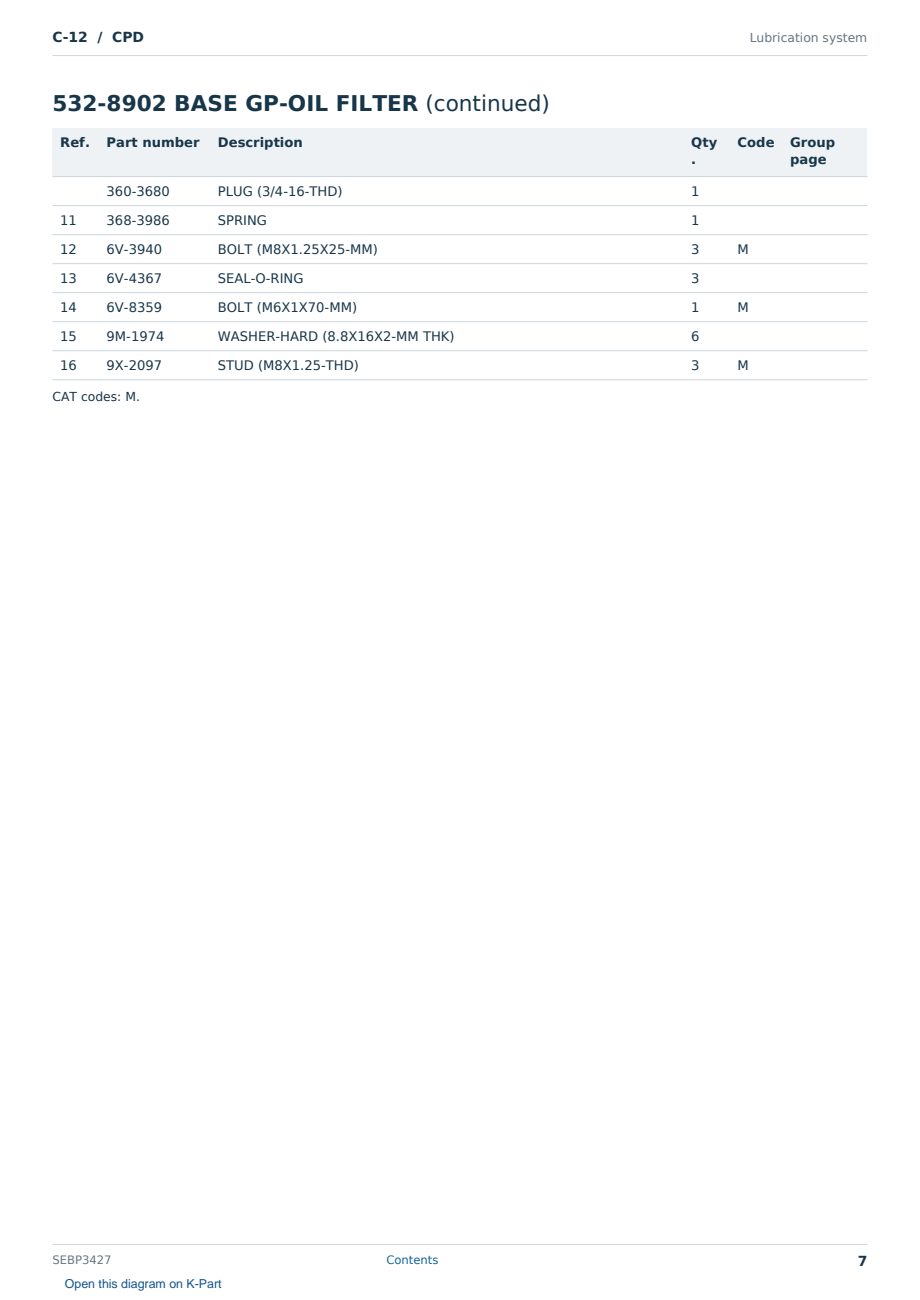 Caterpillar C-12 S/N CPD Partsbook SEBP3427 (English) - sample page 7 of 10 Caterpillar C-12 S/N CPD Partsbook SEBP3427 (English) - sample page 7 of 10