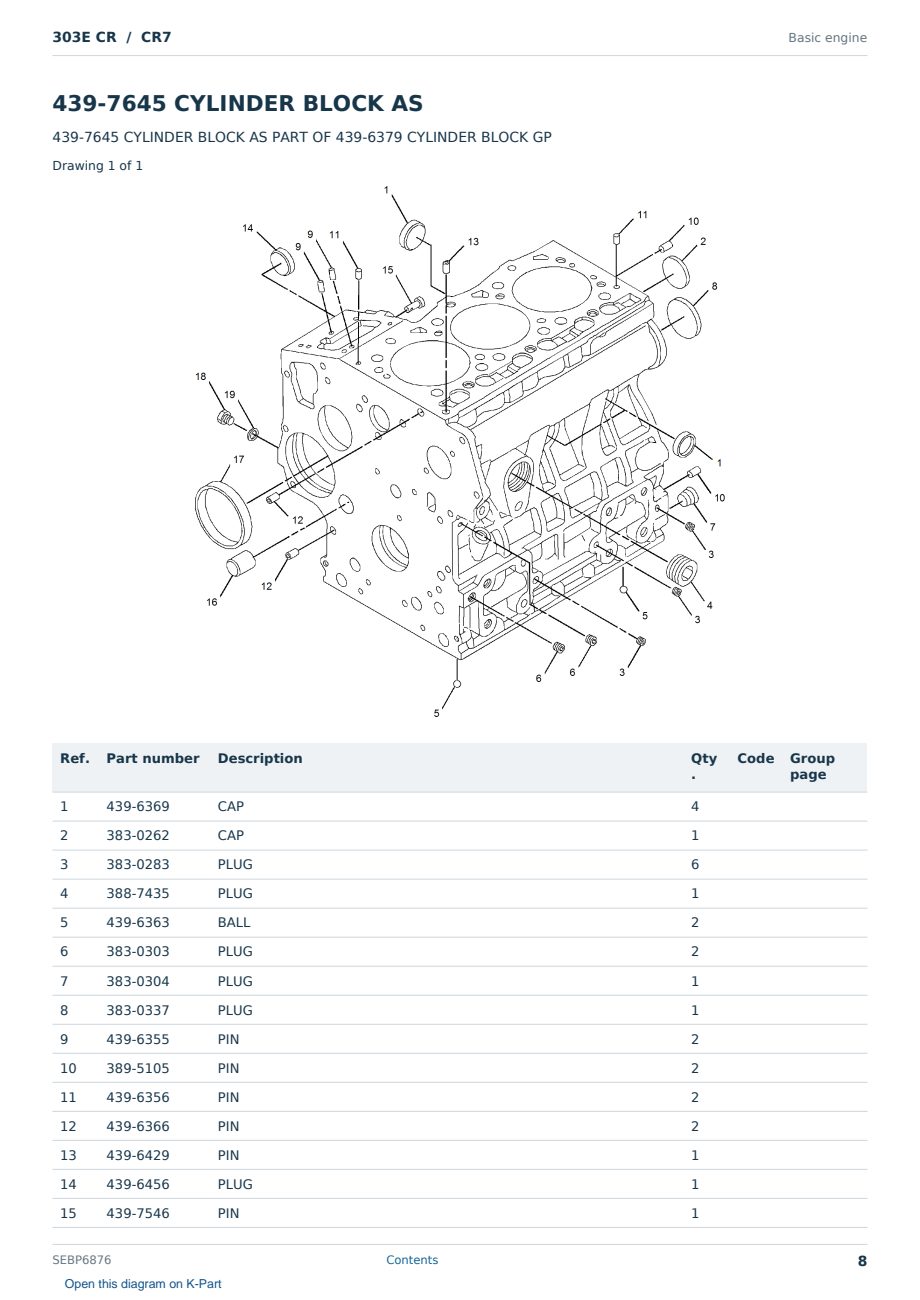 Caterpillar 303E CR S/N CR7 Partsbook SEBP6876 (English) - sample page 8 of 10 Caterpillar 303E CR S/N CR7 Partsbook SEBP6876 (English) - sample page 8 of 10