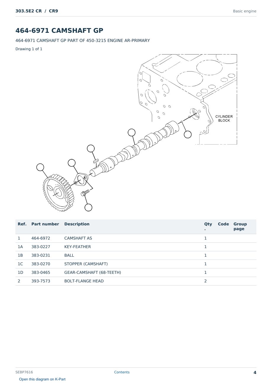Caterpillar 303.5E2 CR S/N CR9 Partsbook SEBP7616 (English) - sample page 4 of 10 Caterpillar 303.5E2 CR S/N CR9 Partsbook SEBP7616 (English) - sample page 4 of 10