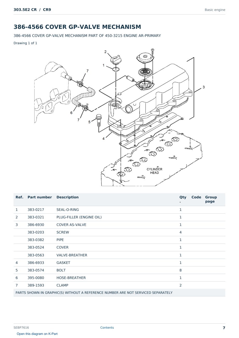 Caterpillar 303.5E2 CR S/N CR9 Partsbook SEBP7616 (English) - sample page 7 of 10 Caterpillar 303.5E2 CR S/N CR9 Partsbook SEBP7616 (English) - sample page 7 of 10