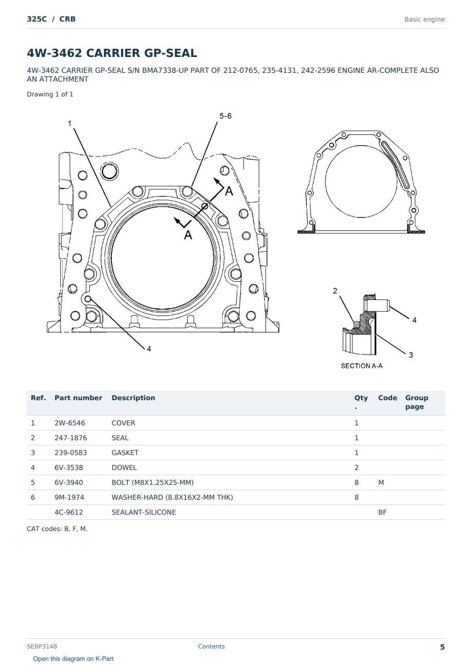 Caterpillar 325C S/N CRB Partsbook SEBP3148 (English) - sample page 5 of 10 Caterpillar 325C S/N CRB Partsbook SEBP3148 (English) - sample page 5 of 10