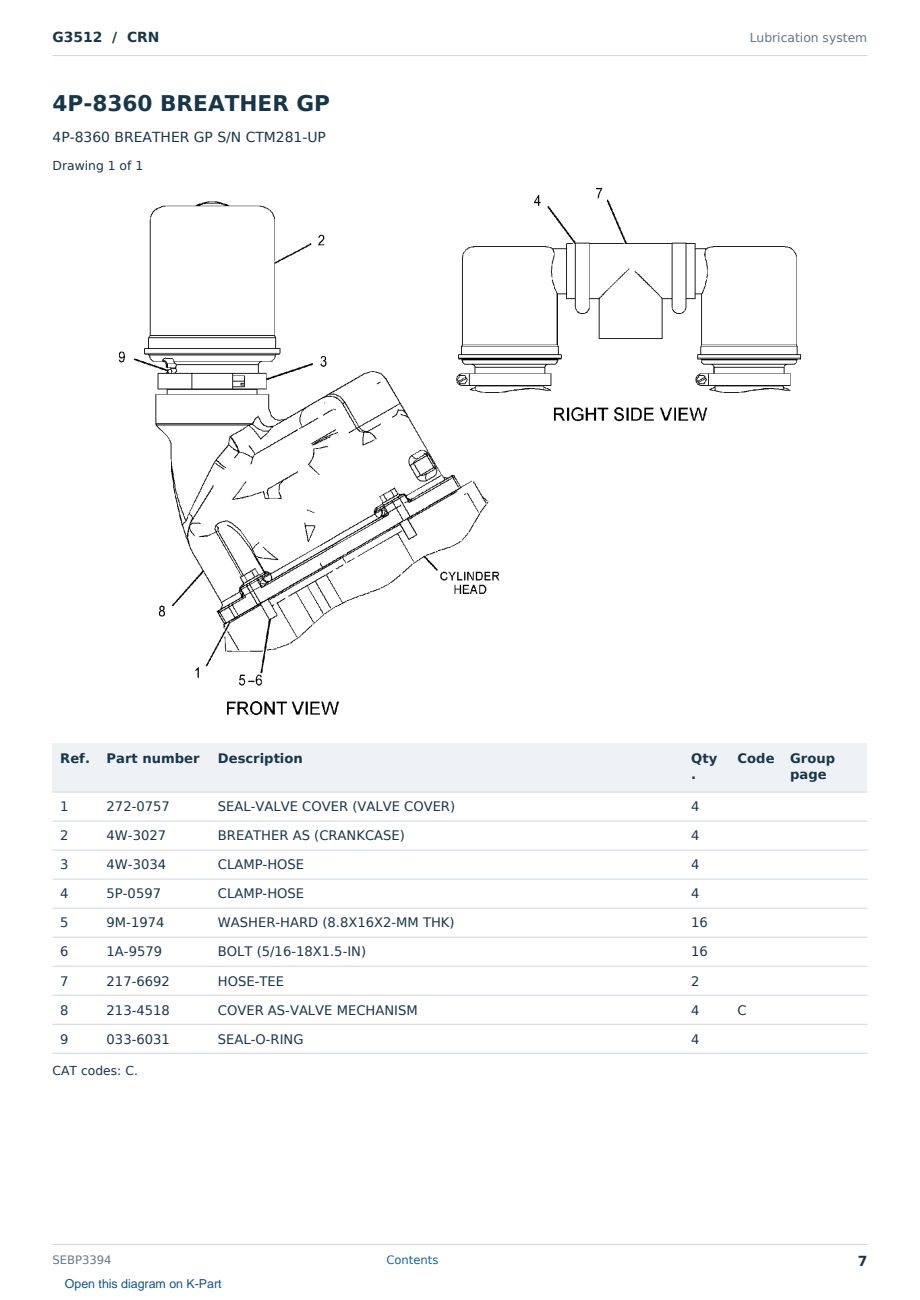 Caterpillar G3512 S/N CRN Partsbook SEBP3394 (English) - sample page 7 of 10 Caterpillar G3512 S/N CRN Partsbook SEBP3394 (English) - sample page 7 of 10