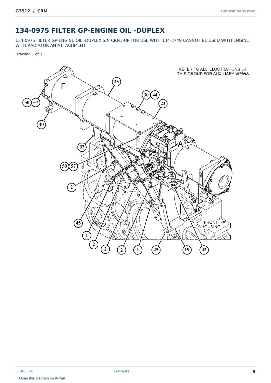 Caterpillar G3512 S/N CRN Partsbook SEBP3394 (English) - sample page 9 of 10 Caterpillar G3512 S/N CRN Partsbook SEBP3394 (English) - sample page 9 of 10