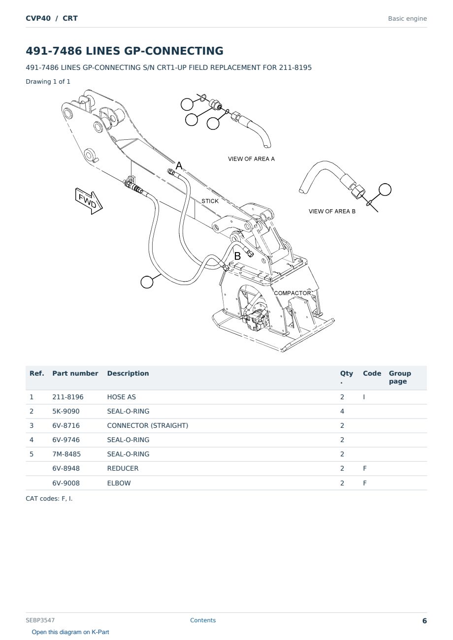 Caterpillar CVP40 S/N CRT Partsbook SEBP3547 (English) - sample page 6 of 10 Caterpillar CVP40 S/N CRT Partsbook SEBP3547 (English) - sample page 6 of 10