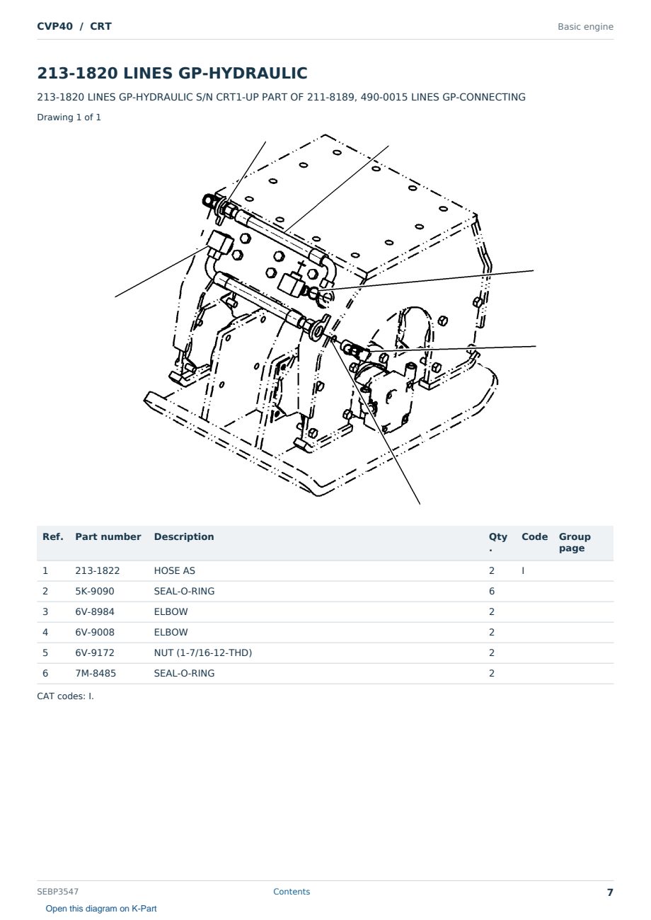 Caterpillar CVP40 S/N CRT Partsbook SEBP3547 (English) - sample page 7 of 10 Caterpillar CVP40 S/N CRT Partsbook SEBP3547 (English) - sample page 7 of 10