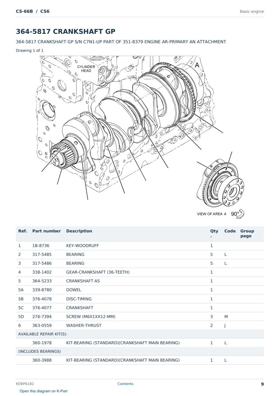 Caterpillar CS-66B S/N CS6 Partsbook KEBP6182 (English) - sample page 9 of 10 Caterpillar CS-66B S/N CS6 Partsbook KEBP6182 (English) - sample page 9 of 10