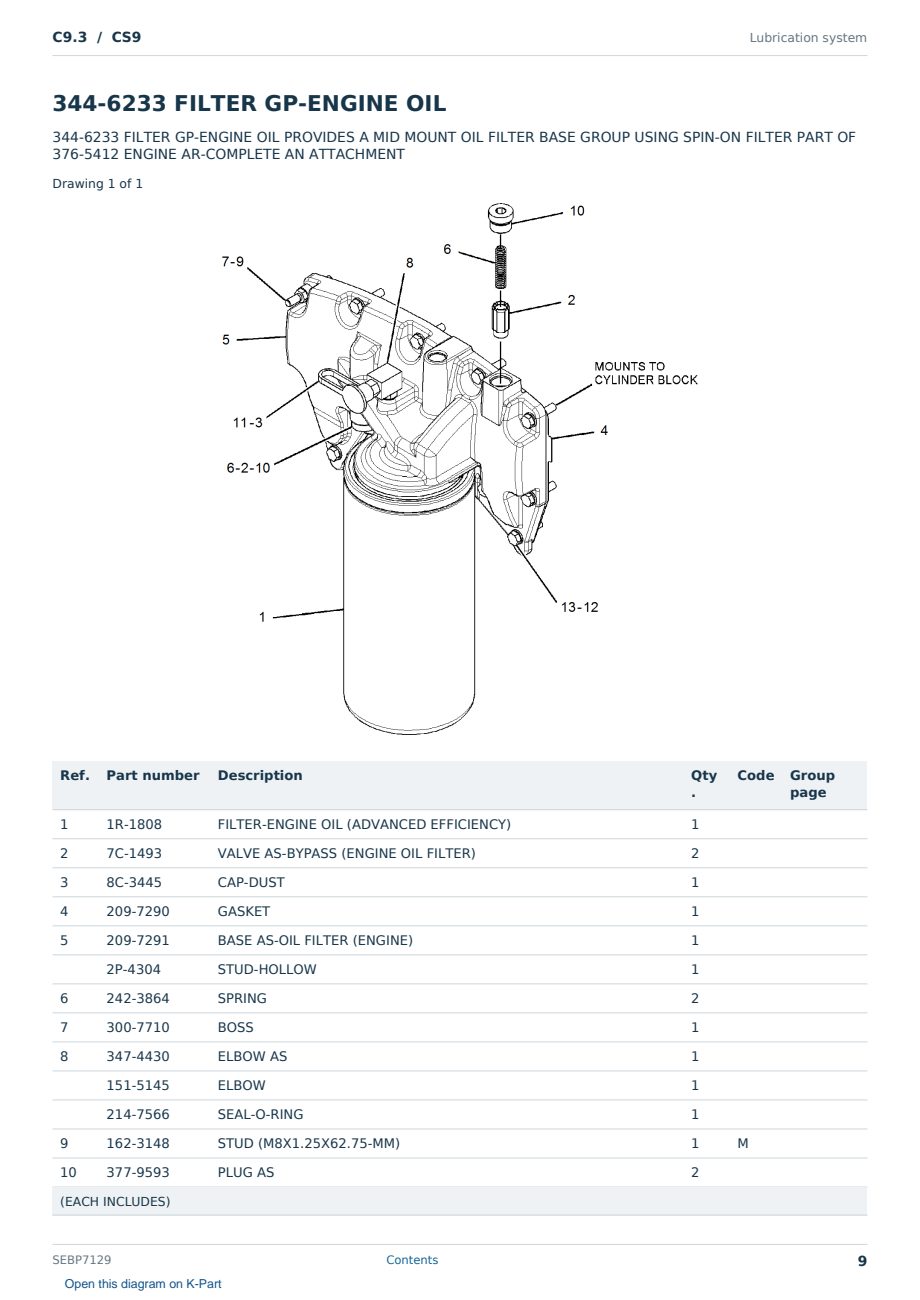 Caterpillar C9.3 S/N CS9 Partsbook SEBP7129 (English) - sample page 9 of 10 Caterpillar C9.3 S/N CS9 Partsbook SEBP7129 (English) - sample page 9 of 10