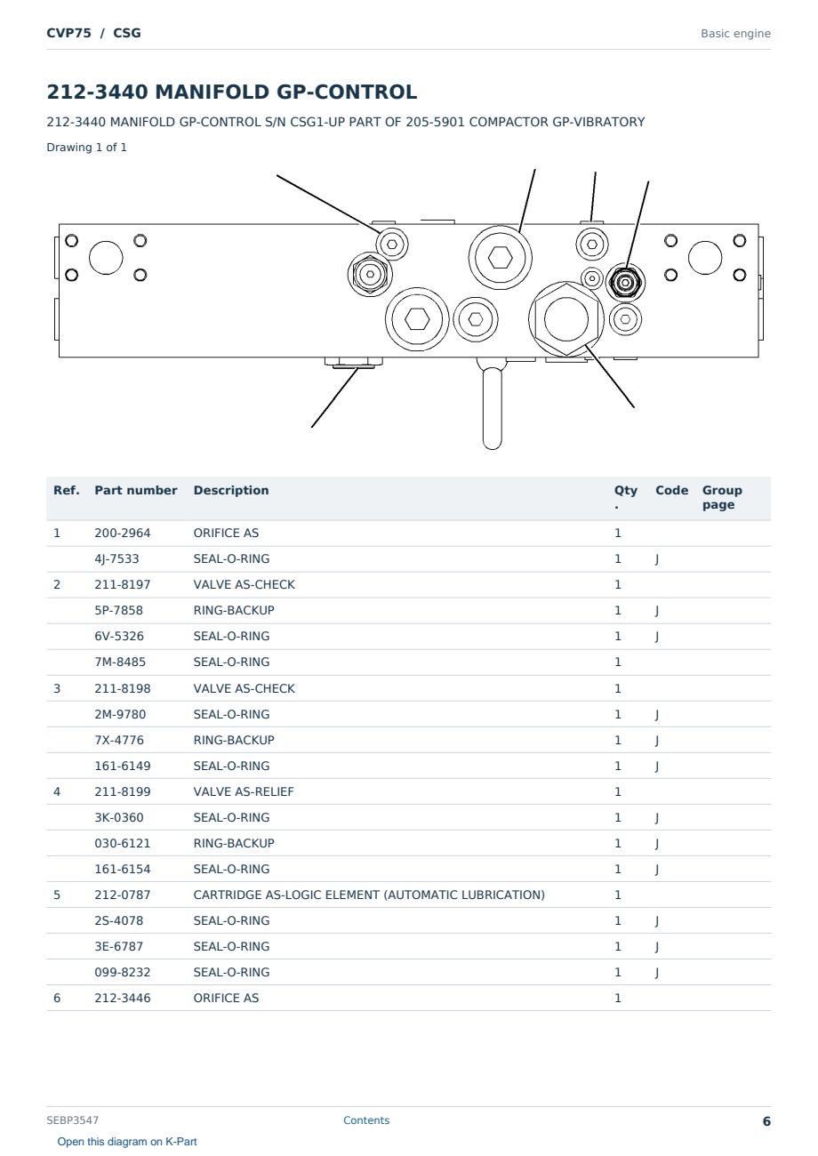 Caterpillar CVP75 S/N CSG Partsbook SEBP3547 (English) - sample page 6 of 10 Caterpillar CVP75 S/N CSG Partsbook SEBP3547 (English) - sample page 6 of 10