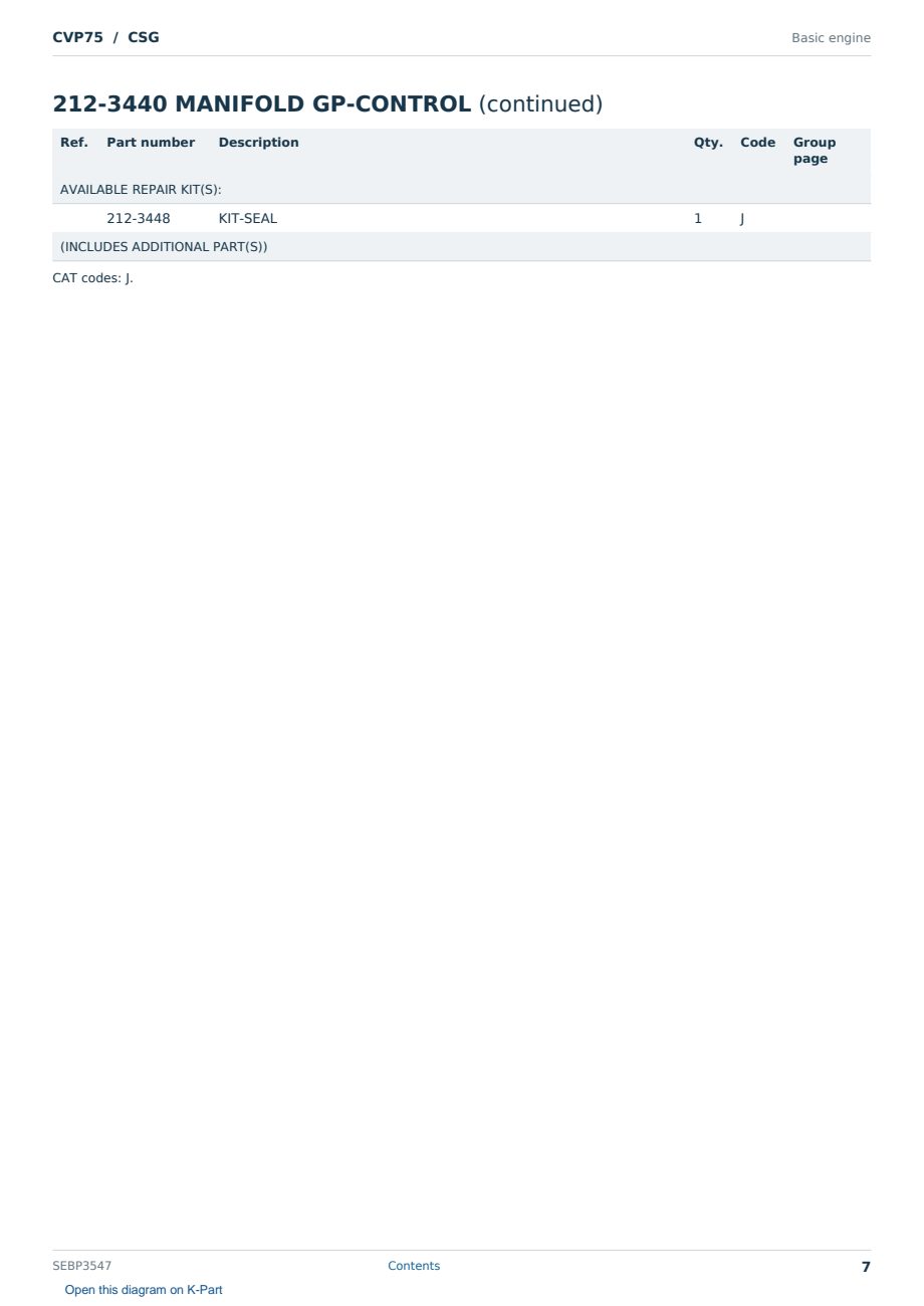 Caterpillar CVP75 S/N CSG Partsbook SEBP3547 (English) - sample page 7 of 10 Caterpillar CVP75 S/N CSG Partsbook SEBP3547 (English) - sample page 7 of 10