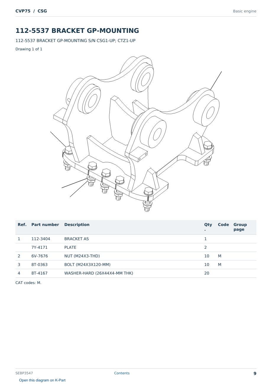 Caterpillar CVP75 S/N CSG Partsbook SEBP3547 (English) - sample page 9 of 10 Caterpillar CVP75 S/N CSG Partsbook SEBP3547 (English) - sample page 9 of 10