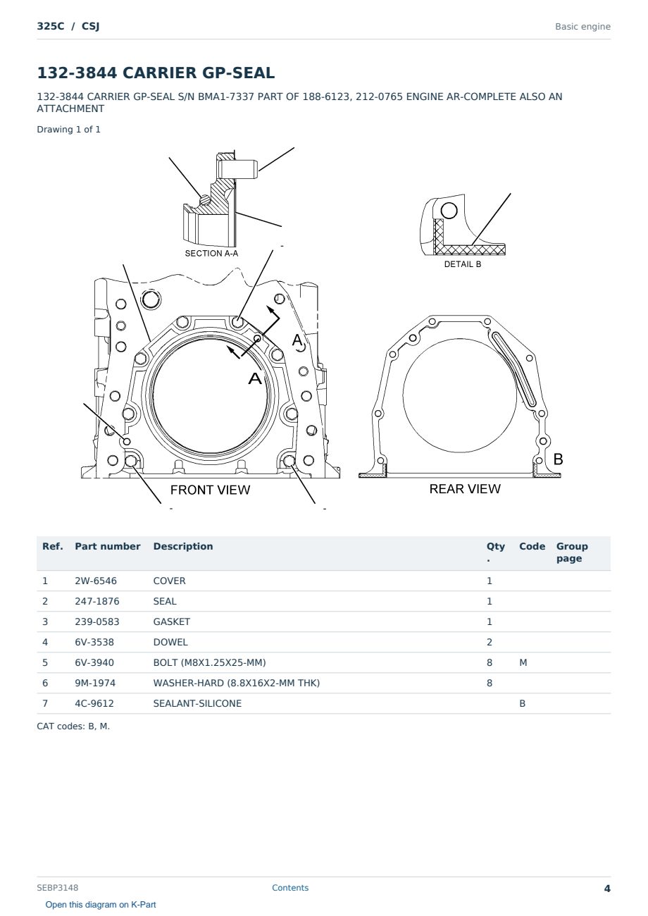 Caterpillar 325C S/N CSJ Partsbook SEBP3148 (English) - sample page 4 of 10 Caterpillar 325C S/N CSJ Partsbook SEBP3148 (English) - sample page 4 of 10