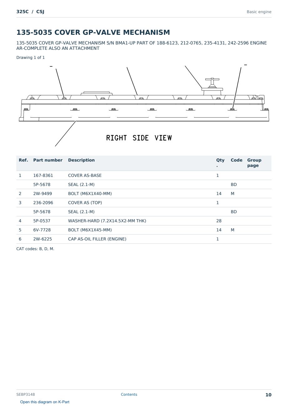 Caterpillar 325C S/N CSJ Partsbook SEBP3148 (English) - sample page 10 of 10 Caterpillar 325C S/N CSJ Partsbook SEBP3148 (English) - sample page 10 of 10