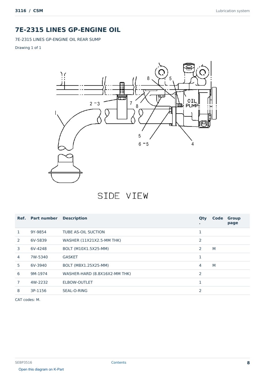 Caterpillar 3116 S/N CSM Partsbook SEBP3516 (English) - sample page 8 of 10 Caterpillar 3116 S/N CSM Partsbook SEBP3516 (English) - sample page 8 of 10
