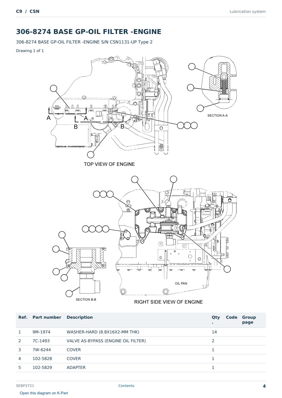 Caterpillar C9 S/N CSN Partsbook SEBP3721 (English) - sample page 4 of 10 Caterpillar C9 S/N CSN Partsbook SEBP3721 (English) - sample page 4 of 10