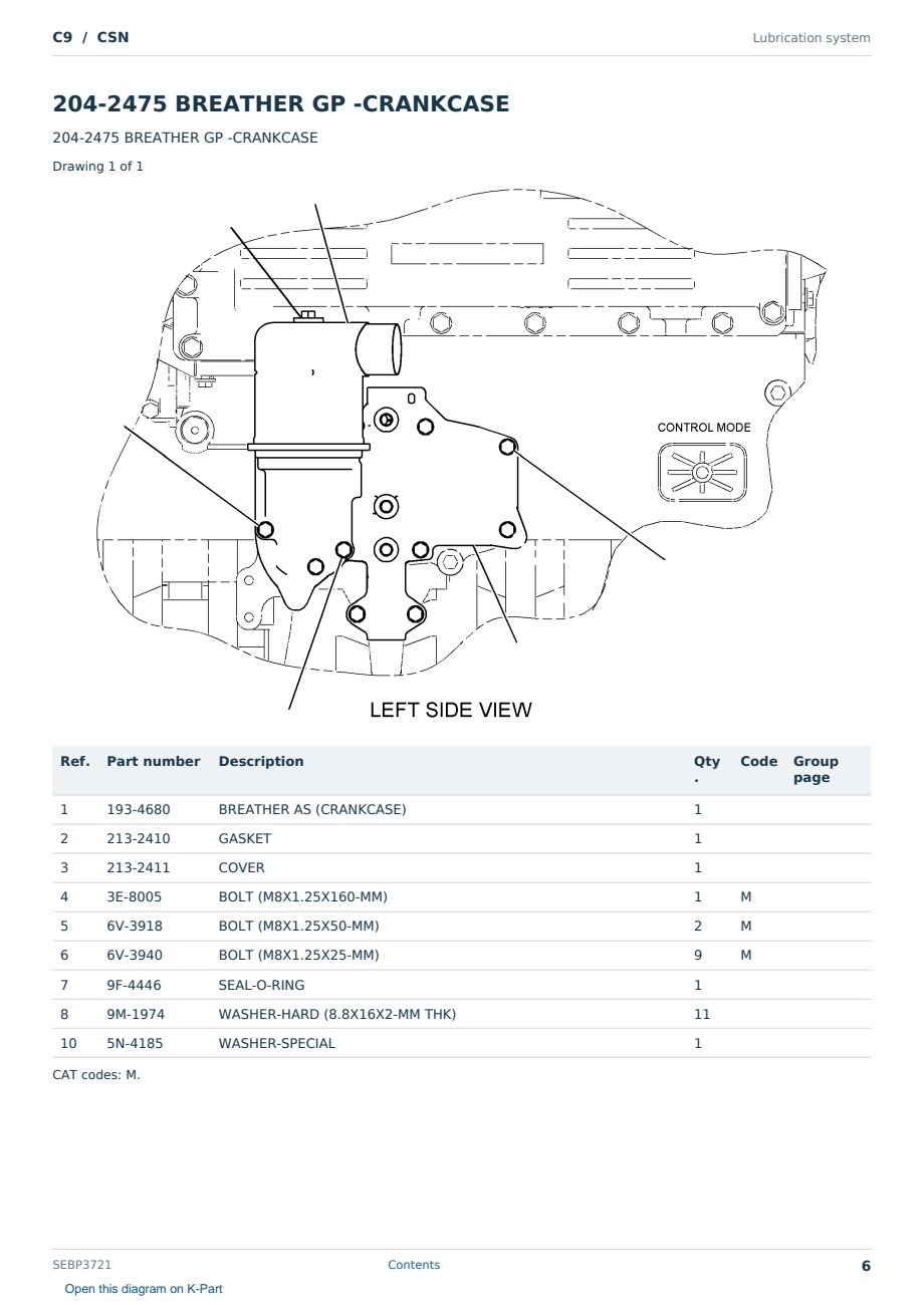 Caterpillar C9 S/N CSN Partsbook SEBP3721 (English) - sample page 6 of 10 Caterpillar C9 S/N CSN Partsbook SEBP3721 (English) - sample page 6 of 10