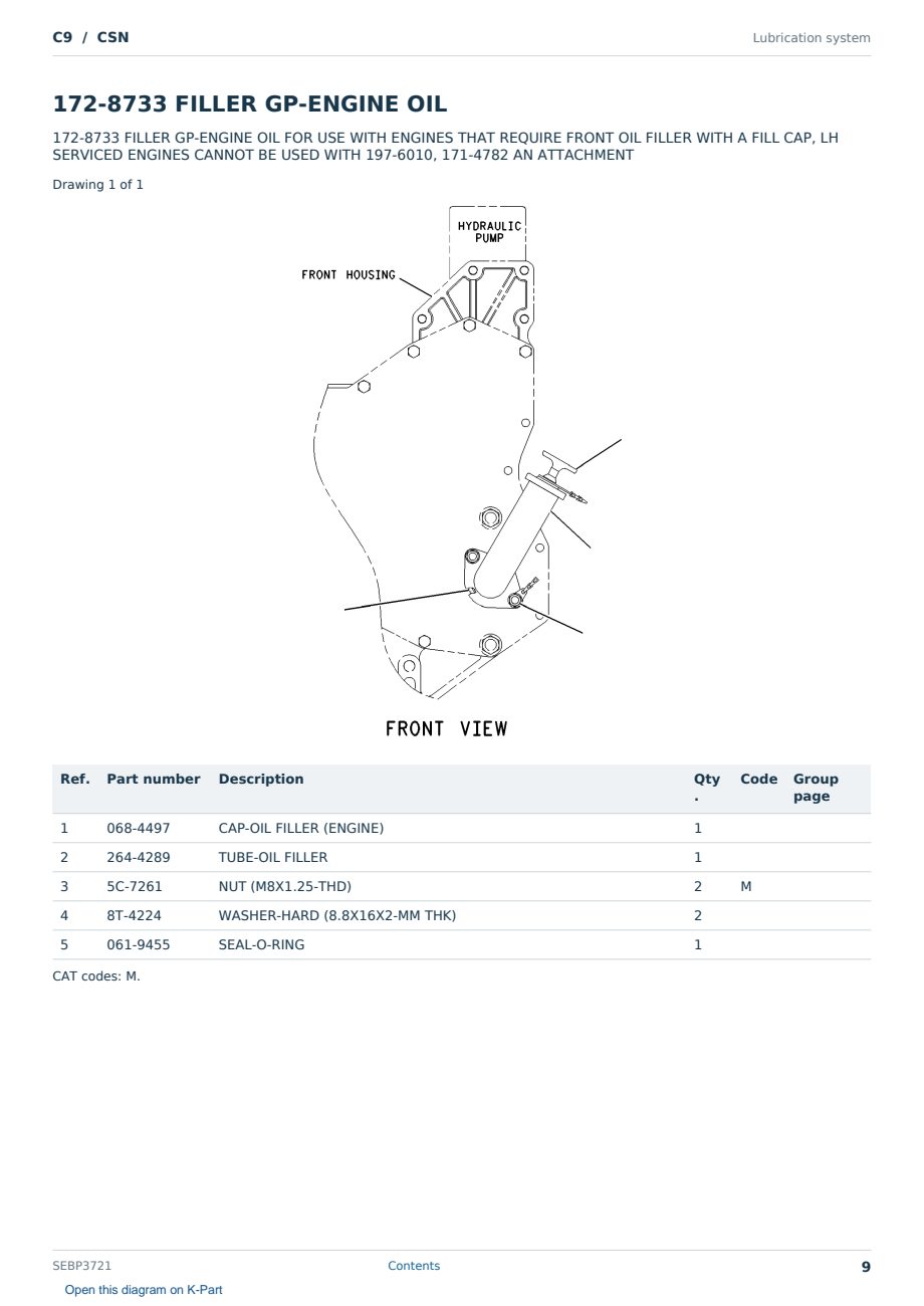 Caterpillar C9 S/N CSN Partsbook SEBP3721 (English) - sample page 9 of 10 Caterpillar C9 S/N CSN Partsbook SEBP3721 (English) - sample page 9 of 10