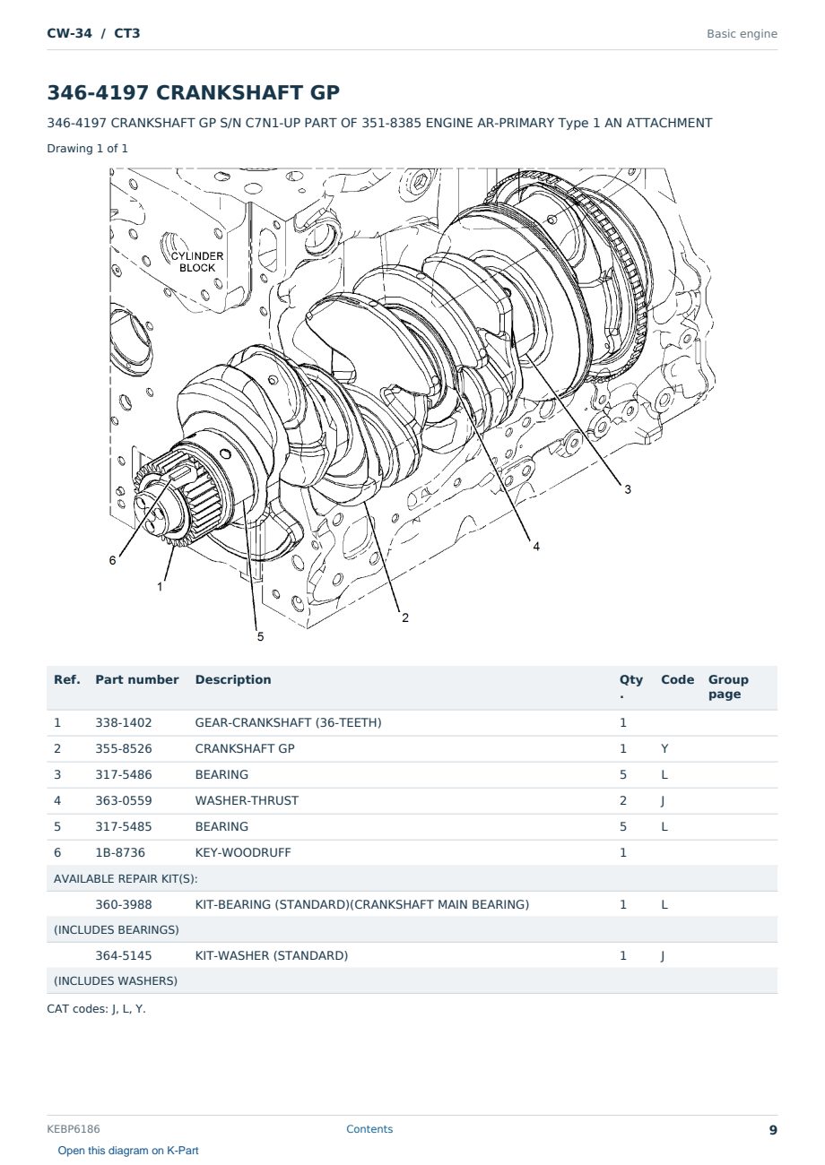 Caterpillar CW-34 S/N CT3 Partsbook KEBP6186 (English) - sample page 9 of 10 Caterpillar CW-34 S/N CT3 Partsbook KEBP6186 (English) - sample page 9 of 10