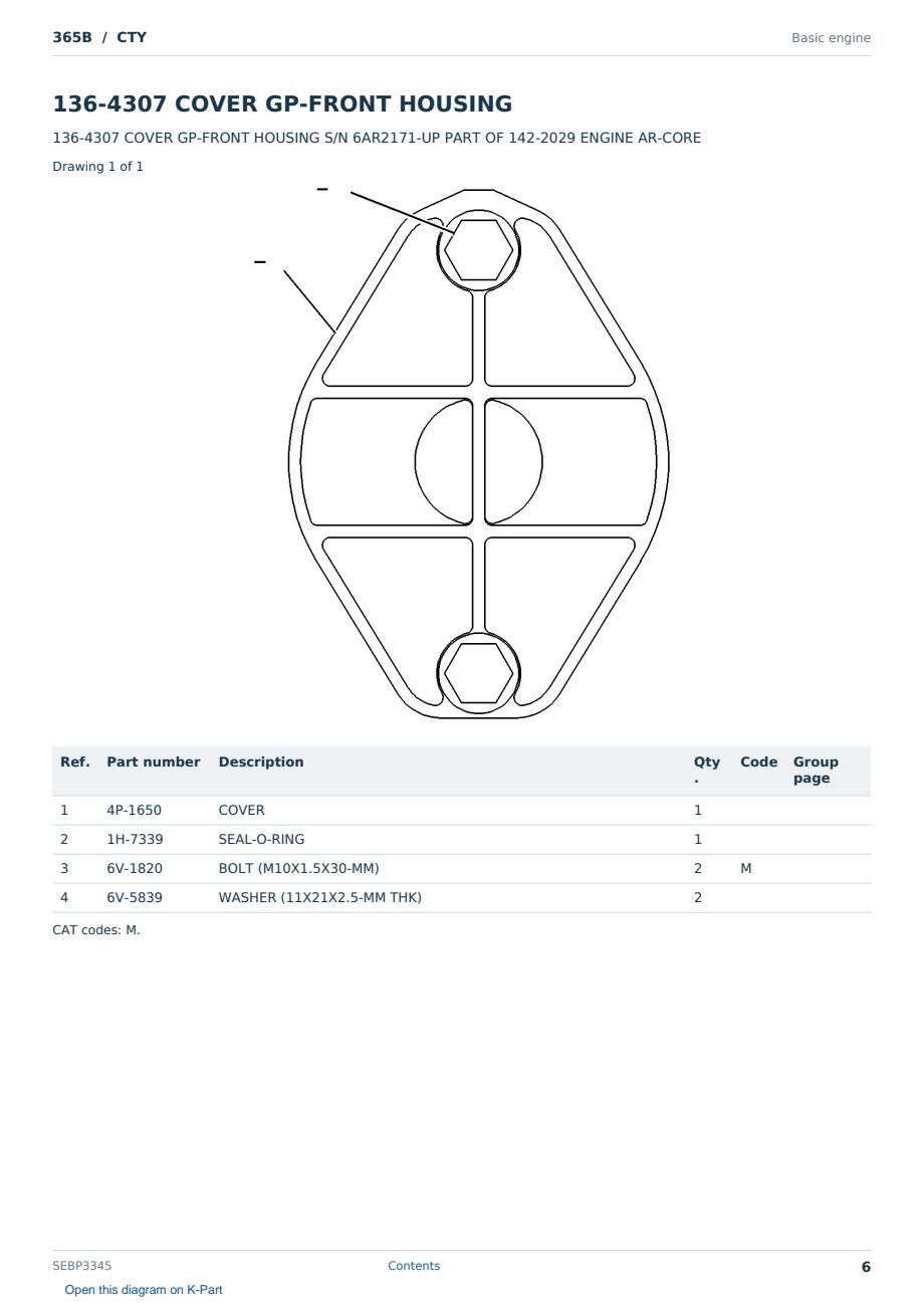 Caterpillar 365B S/N CTY Partsbook SEBP3345 (English) - sample page 6 of 10 Caterpillar 365B S/N CTY Partsbook SEBP3345 (English) - sample page 6 of 10