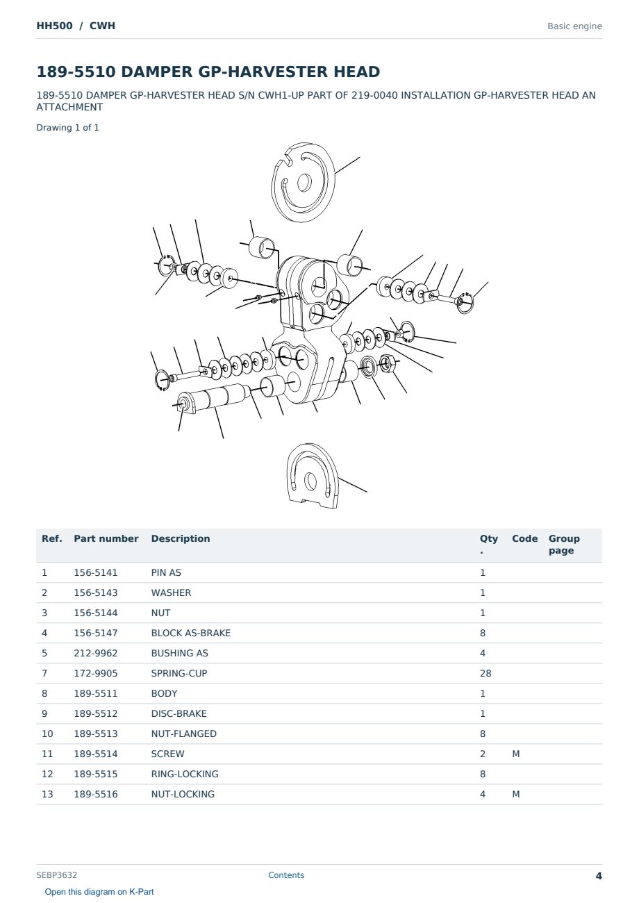 Caterpillar HH500 S/N CWH Partsbook SEBP3632 (English) - sample page 4 of 10 Caterpillar HH500 S/N CWH Partsbook SEBP3632 (English) - sample page 4 of 10